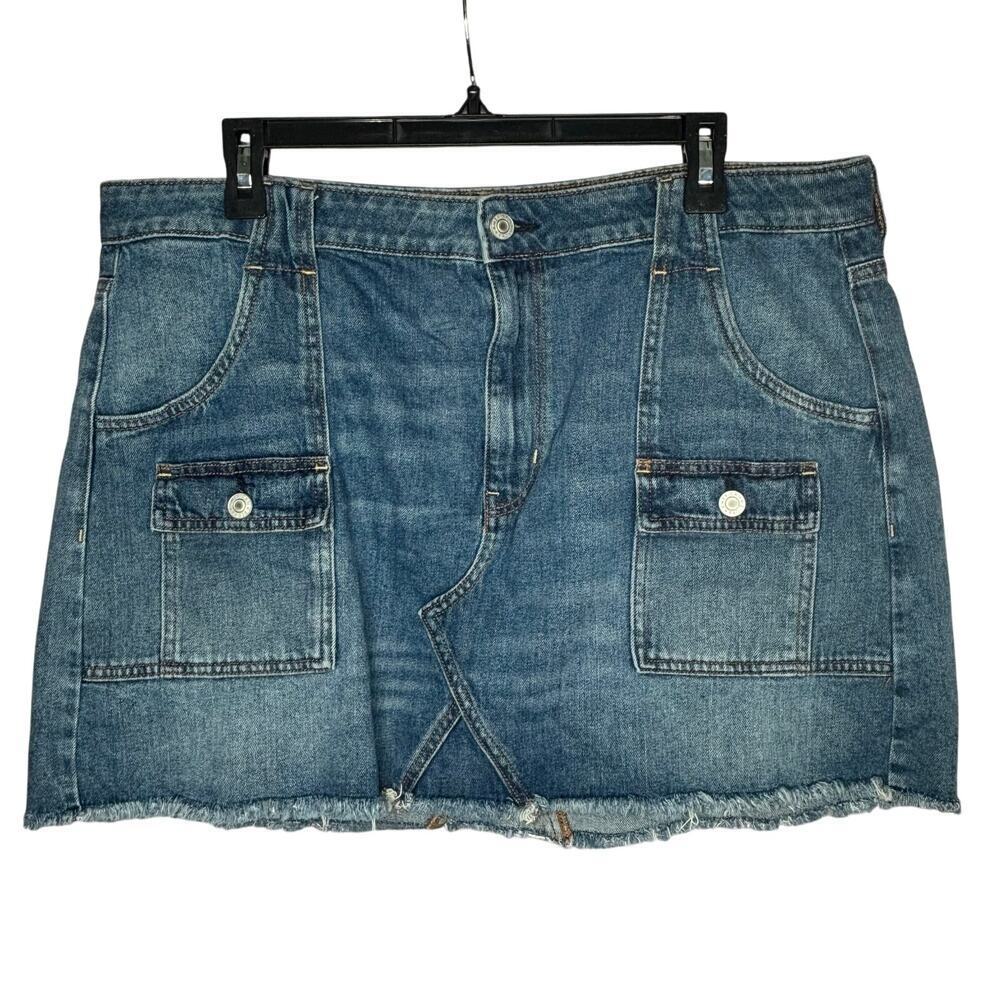 American Eagle Blue Denim High Rise Festival Trendy Mini Jean Skirt Size 18